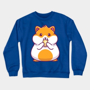 Cute Hamster Eating Sunflower Seed Cartoon (2) Crewneck Sweatshirt